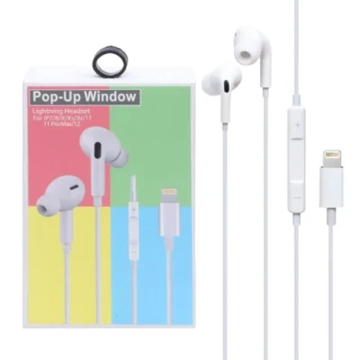 هندزفری با سیم آیفون Pop-Up Window Lightning Headset XC-PG3،مناسب برای گوشی آیفون 7، 8، X، XS، XR، 11 (کیفیت فوق العاده)