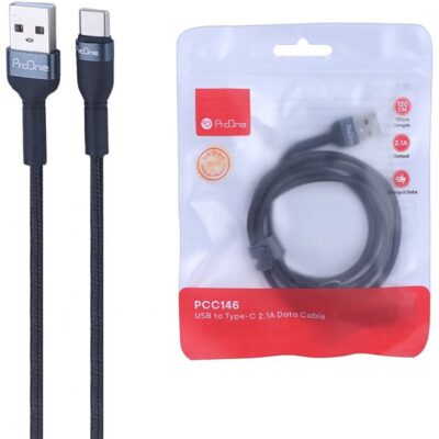 کابل شارژ پرووان proOne تایپ سی  مدل PCC146 طول ۱.۲ متر ۲.۱ آمپر